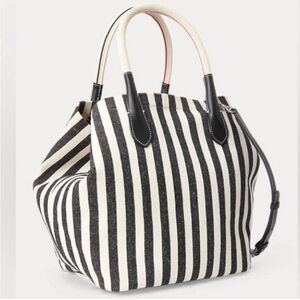 POLO RALPH LAUREN NEW canvas stripe reversible large tote bag - black/natural